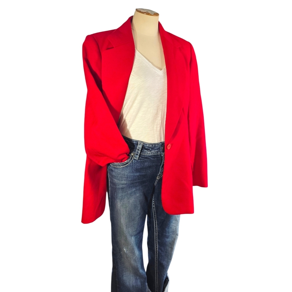 Pendleton Vintage Red Virgin Wool Blazer Made in USA Size 16 - Picture 3 of 14